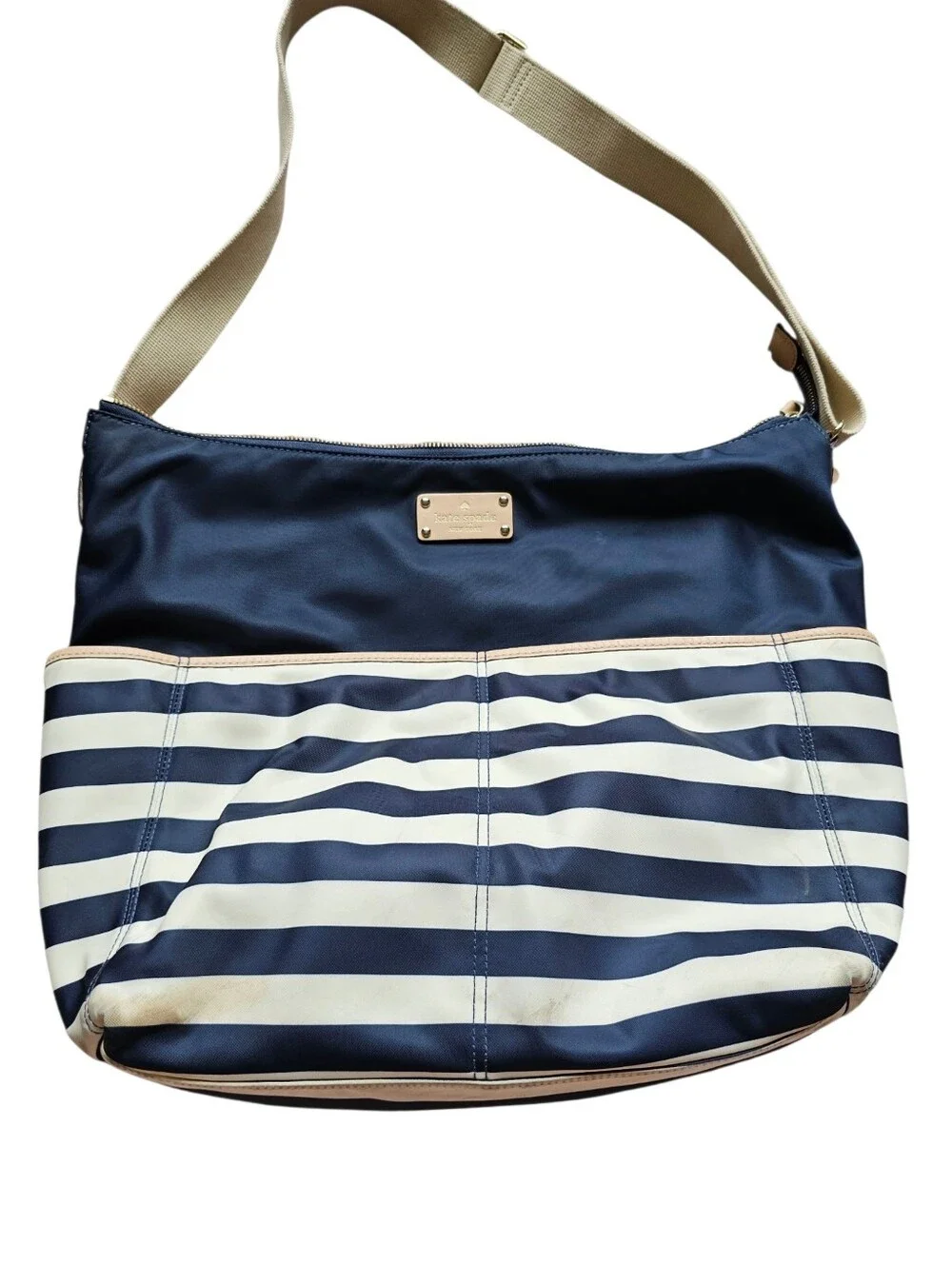 Kate Spade Baby Bag In Navy and White Striped Shoulder Bag